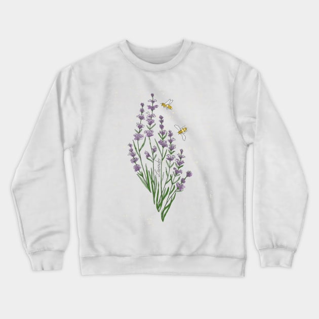 Wildflower Lavender honey bee Crewneck Sweatshirt by DenesAnnaDesign